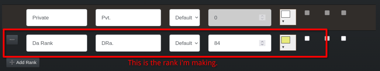 Step 2 - Fill in Rank Details